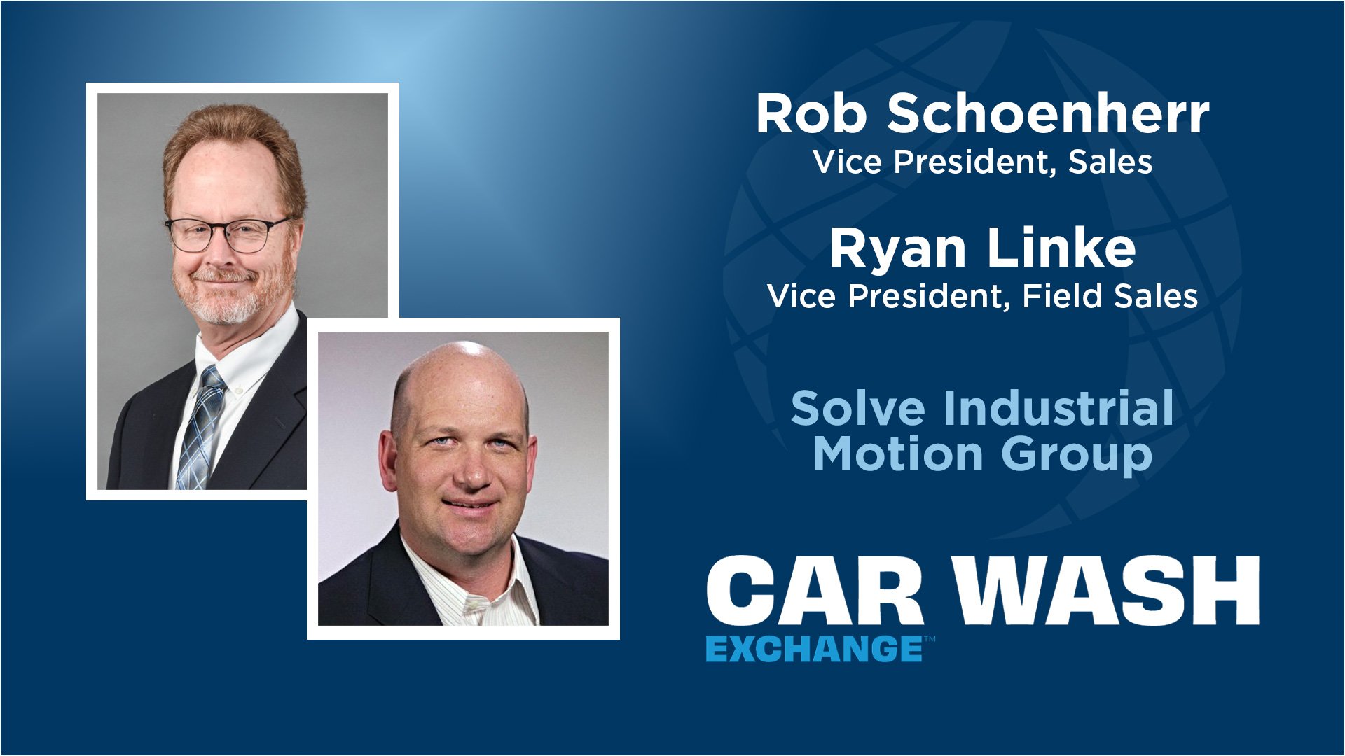 Car Wash Exchange with Solve Industrial Motion Group text with two photos 
